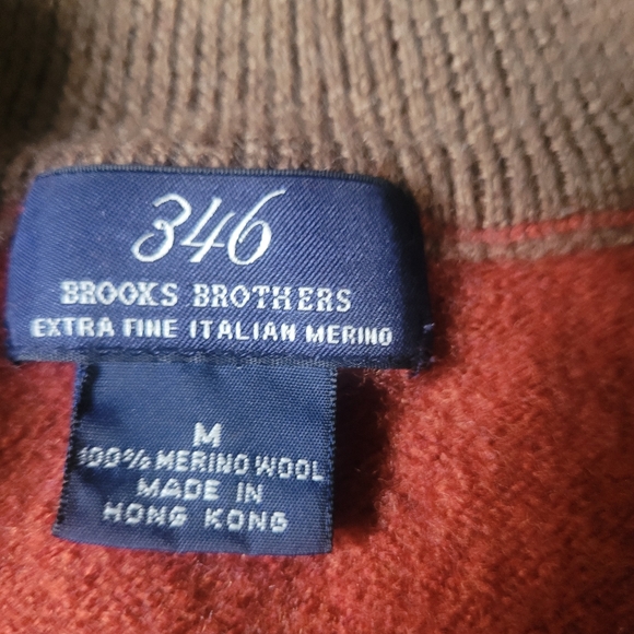 Brooks Brothers 346 Quarter Zip Boys Orange Pullover Wool Sweater Medium - Picture 5 of 7